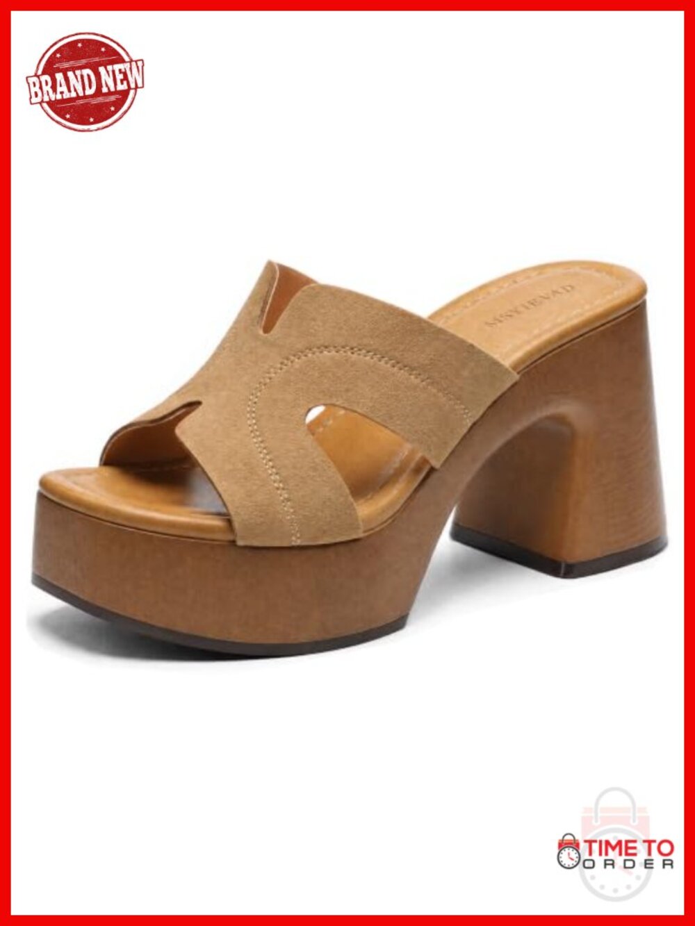 Women's Platform Chunky Sandals Square Open Toe Block Heel Slip On Slide